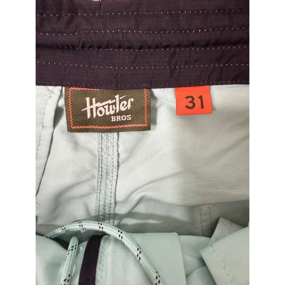 Howler Brothers Horizon Hybrid Shorts Mens 31 Aqua BlueNylon Ripstop Fishing EUC